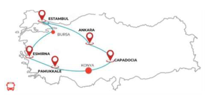 ORDEN DEL ITINERARIO CORRESPONDIENTE A LAS LLEGADAS A ESTAMBUL LOS DIAS: LUNES, MARTES Y MIÉRCOLES.